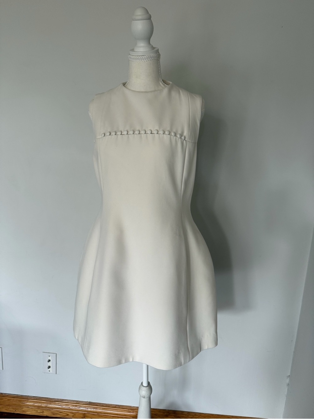 Meshki Cream Sleeveless Mini Dress with Button Trim